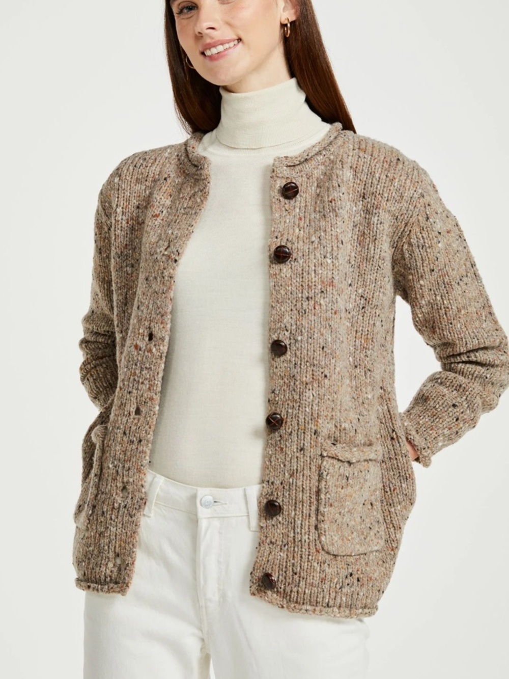 Aran Woollen Mills  Avondale Tweed Cardigan Size L